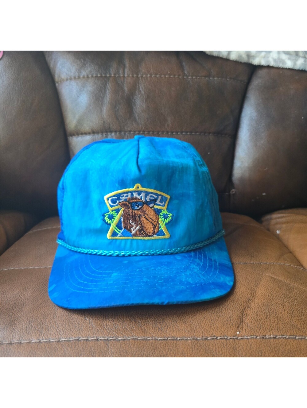 Vintage Joe Camel Cigarettes Smooth Character Blue Tie Dye Snapback Hat 90s P